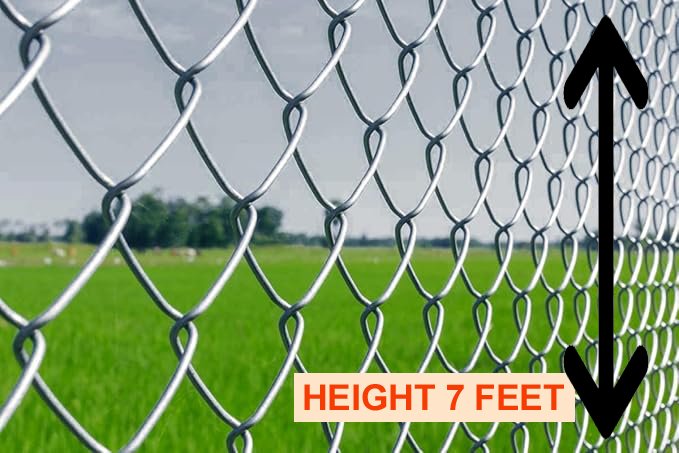 Chain Link Fencing Net For D Fence Alloy Steel Wire, Thickness 3 MM, 10 Gauge Wire”4x4” Inch Block Size, Rust-Proof, Heavy Duty Fence for Farm, Garden, Home, (7 Feet Height, 50 Feet Length)