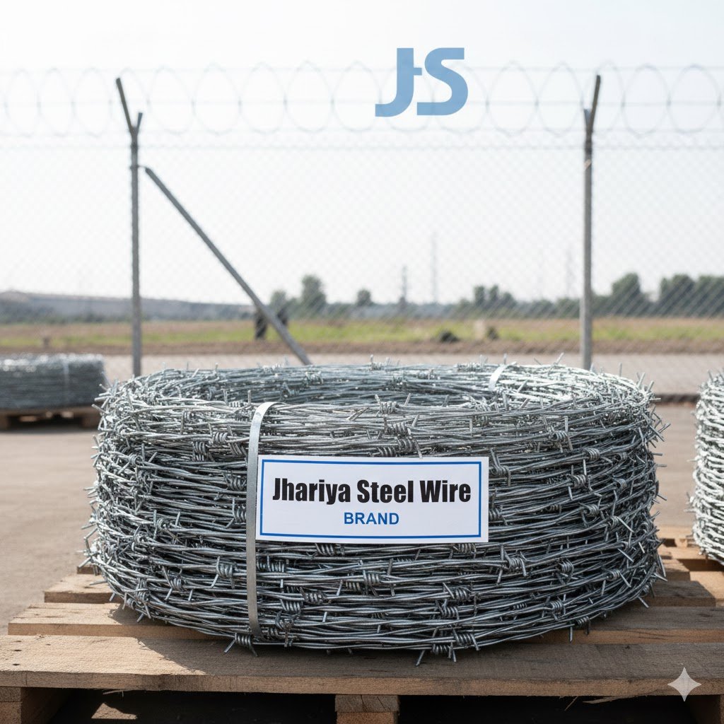 Barbed Wire for Fencing Wire 2 MM Thickness 14 Gauge Alloy Steel Wire with Hook Approx. Length 300 Meters (1000 FEET Length)