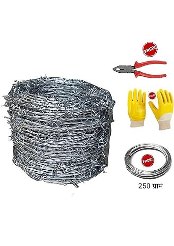 Barbed Wire for Fencing in 1500 FEET Lenght for Fence, Poles, Trees, Antennae, Wire with Hooks(Kanta Taar) IN 13 GAUGE