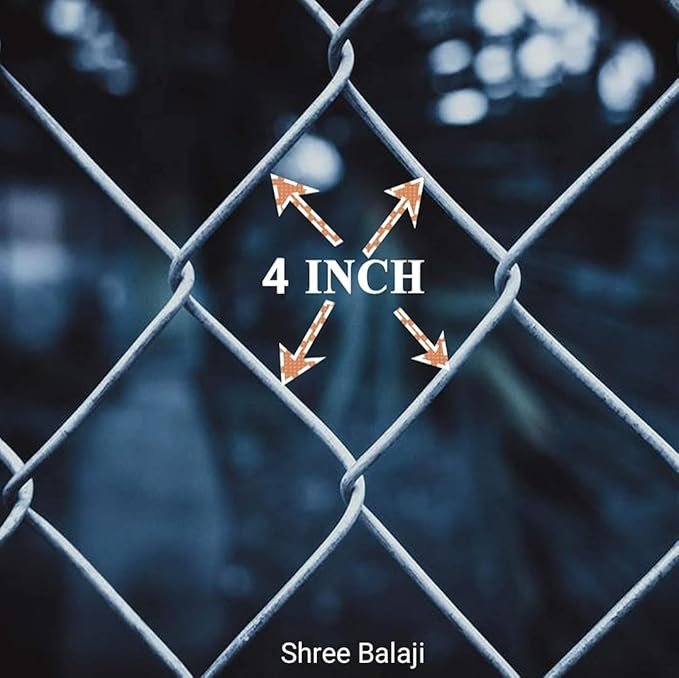 TATA WIRON Chain Link Fencing Net For D Fence Alloy Steel Wire, Thickness 3 MM, 10 Gauge Wire”4x4” Inch Block Size, Rust-Proof, Heavy Duty Fence for Farm, Garden, Home, (7 Feet Height, 50 Feet Length) - Back View