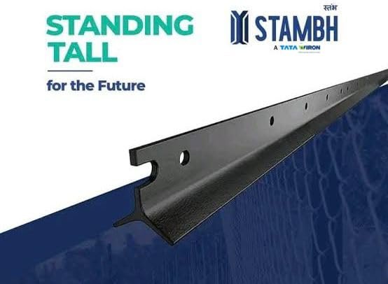 TATA Wiron Fencing Poles | Durable Mild Steel Bitumen Coated Y Design | Farm, Garden, Agricultural & Boundary Fence | Heavy Duty Black Metal Pole 8 Feet Height, (Pack of 5) 